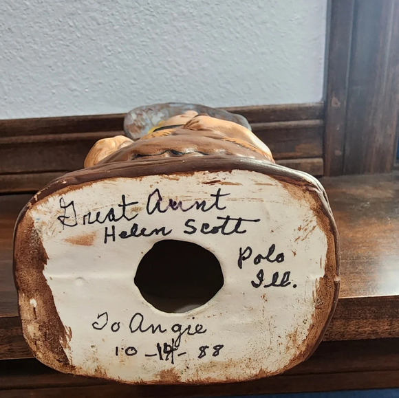 Vintage NapcoWare Country Cousins Lady - Papier Mache Bank 8.5” Tall - Picture 5 of 5